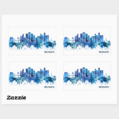Sticker Rectangulaire Busan Corée du Sud Skyline Blue (Feuille)