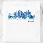 Sticker Rectangulaire Busan Corée du Sud Skyline Blue (Sac)