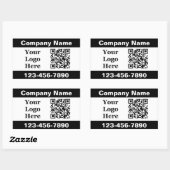 Sticker Rectangulaire Business Black White Nom de l'entreprise Logo Code (Feuille)