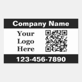 Sticker Rectangulaire Business Black White Nom de l'entreprise Logo Code (Devant)