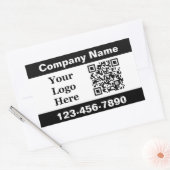 Sticker Rectangulaire Business Black White Nom de l'entreprise Logo Code (Enveloppe)