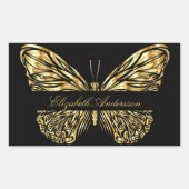 Sticker Rectangulaire Butterfly noir or code QR élégant script (Devant)