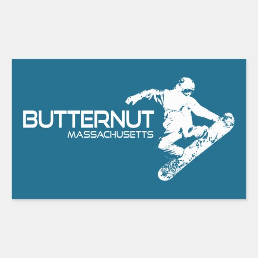 Sticker Rectangulaire Butternut Massachusetts Station de ski Snowboarder (Devant)