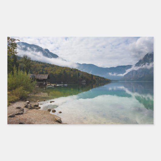 Sticker Rectangulaire Cabine le long du lac Bohinj en Slovénie (Devant)