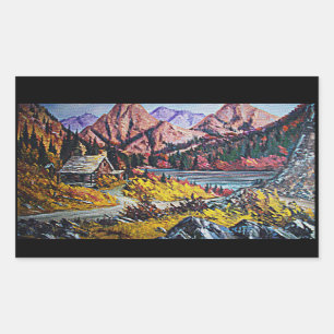 Sticker Rectangulaire Cabine par la peinture à l'huile du lac