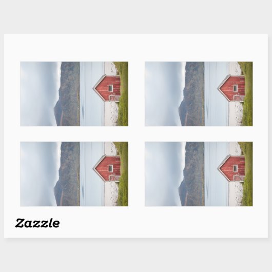 Sticker Rectangulaire Cabine rouge Ramberg Lofoten (Feuille)