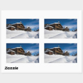 Sticker Rectangulaire Cabines traditionnels en bois de neige (Feuille)