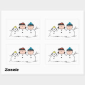 Sticker Rectangulaire cacahuètes | 3 Personne Snowman (Feuille)