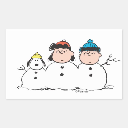 Sticker Rectangulaire cacahuètes | 3 Personne Snowman (Devant)