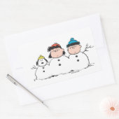 Sticker Rectangulaire cacahuètes | 3 Personne Snowman (Enveloppe)