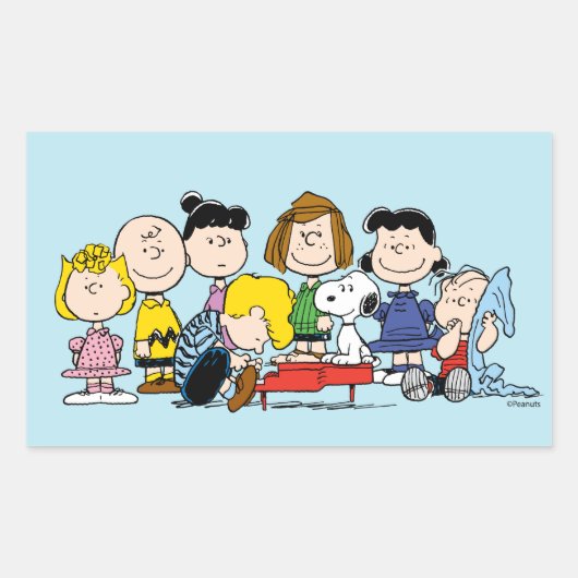 Sticker Rectangulaire cacahuètes | Charlie Brown et Gang (Devant)