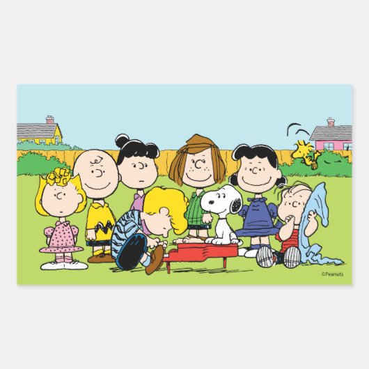 Sticker Rectangulaire cacahuètes | Charlie Brown et Gang (Devant)