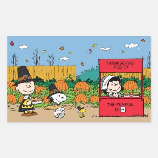 Sticker Rectangulaire cacahuètes | Charlie Brown Thanksgiving (Devant)