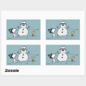 Sticker Rectangulaire cacahuètes | Snoopy & Woodstock Build A Snowman (Feuille)