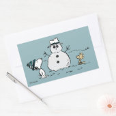 Sticker Rectangulaire cacahuètes | Snoopy & Woodstock Build A Snowman (Enveloppe)