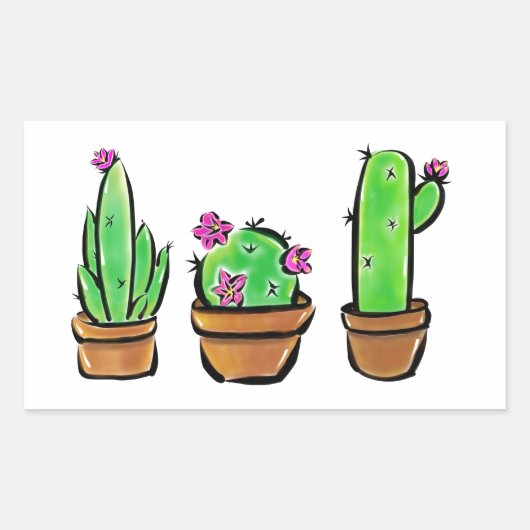 Sticker Rectangulaire Cactus cactus cactus succulents (Devant)