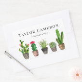 Sticker Rectangulaire Cactus et Succulentes en Pot à l'Aquarelle Entrepr (Enveloppe)