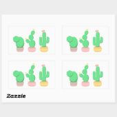 Sticker Rectangulaire Cactus Pots - Cactus Plantes (Feuille)