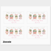 Sticker Rectangulaire Cactus Ruban rose bébé fille Merci douche (Feuille)
