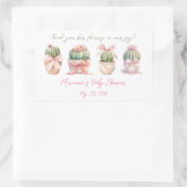Sticker Rectangulaire Cactus Ruban rose bébé fille Merci douche (Sac)