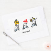 Sticker Rectangulaire Cadeau, coeur et fleur (Enveloppe)