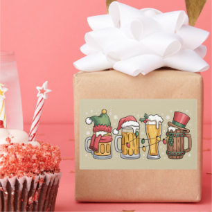 Sticker Rectangulaire Cadeau d'amant de bière de Noël Esprit de fête