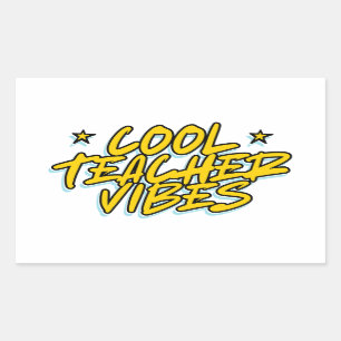 STICKER RECTANGULAIRE CADEAU DE FETE DES ENSEIGNANTS VIBES PROF COOL
