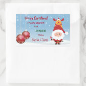 Sticker Rectangulaire Cadeau De Livraison Spéciale Du Père Noël, Rudolph (Sac)