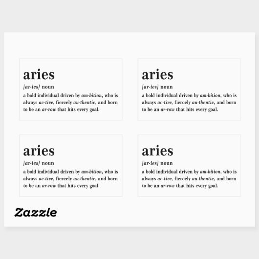 Sticker Rectangulaire Cadeau Définition Aesthetic Astrologie Bélier (Feuille)