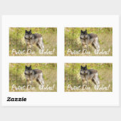 Sticker Rectangulaire Cadeau photo Gray Wolf & Wilderness (Feuille)