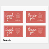Sticker Rectangulaire Cadeau rouge Chic Script Merci & Message personnel (Feuille)