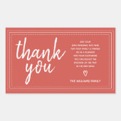 Sticker Rectangulaire Cadeau rouge Chic Script Merci & Message personnel (Devant)