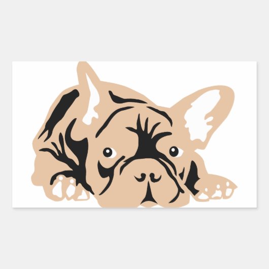 Sticker Rectangulaire Cadeaux de Bouledogue Français (Devant)