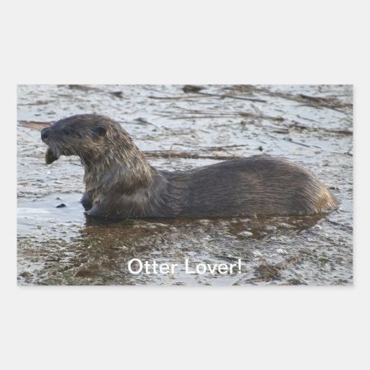 Sticker Rectangulaire Cadeaux de l'autocollant faunique "Otter Lover" (Devant)