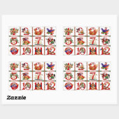 Sticker Rectangulaire Cadeaux d'impression de courtepointes des 12 jours (Feuille)