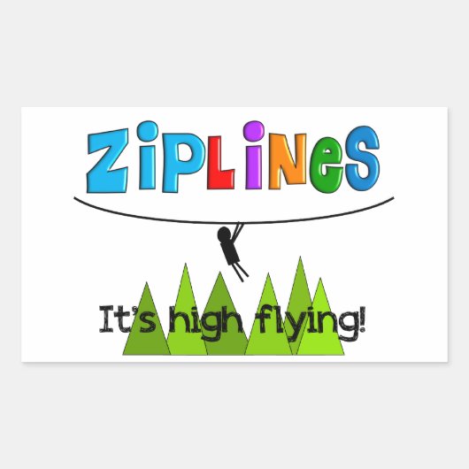 Sticker Rectangulaire Cadeaux pour amateurs de ZipLine (Devant)