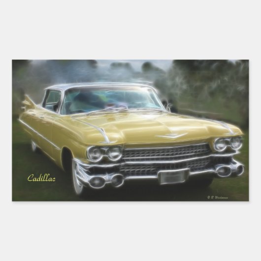 Sticker Rectangulaire Cadillac jaune (Devant)