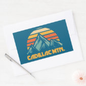Sticker Rectangulaire Cadillac Mountain Retro Turquoise (Enveloppe)
