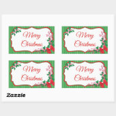 Sticker Rectangulaire Cadre de Noël de la Bow Rouge (Feuille)