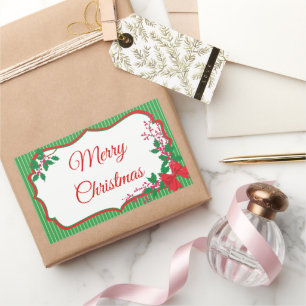 Sticker Rectangulaire Cadre de Noël de la Bow Rouge