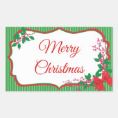 Sticker Rectangulaire Cadre de Noël de la Bow Rouge (Devant)