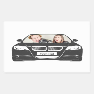 Sticker Rectangulaire Cadre fait sur commande drôle de voiture de photo
