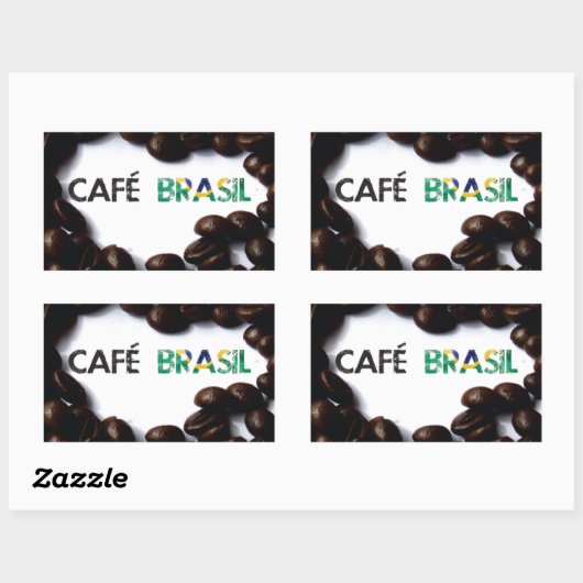 Sticker Rectangulaire Café Brésil (Feuille)