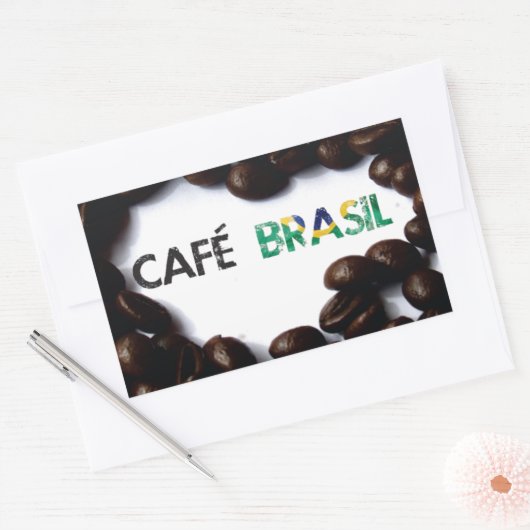 Sticker Rectangulaire Café Brésil (Enveloppe)