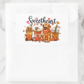 Sticker Rectangulaire Café Citrouille Golden Retriever (Sac)