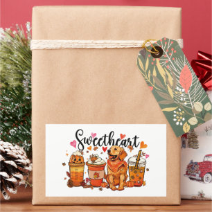 Sticker Rectangulaire Café Citrouille Golden Retriever