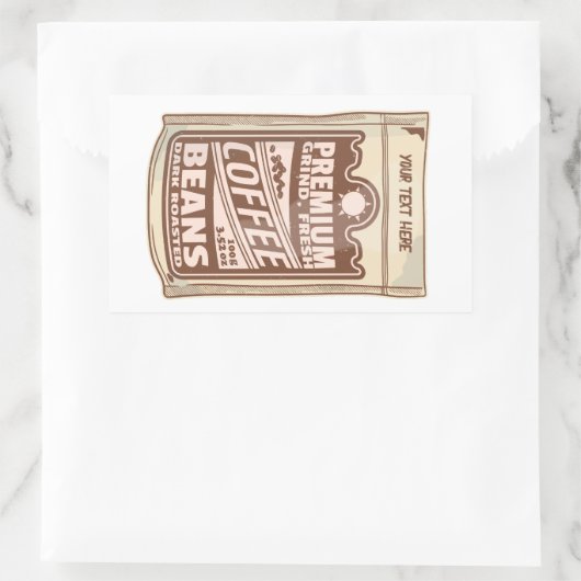 Sticker Rectangulaire Café de qualité supérieure haricots à l'affiche ca (Sac)