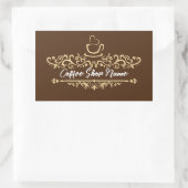 Sticker Rectangulaire Café moderne café accueil Personnaliser le nom (Sac)