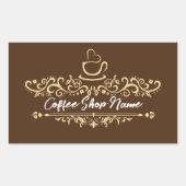 Sticker Rectangulaire Café moderne café accueil Personnaliser le nom (Devant)