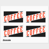 Sticker Rectangulaire café rétro (Feuille)